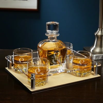 HomeWetBar Love & Marriage Presentation Gift Set with Decanter & Glasses