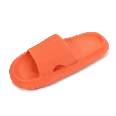 Thick Cushioned Platform Comfy Slippers for Women and Men Summer Beach ?Indoor Outdoor Rubber Open Toe Slides (Orange Women 7/Men 5)