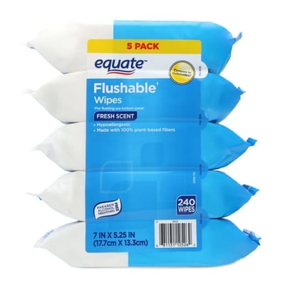 Equate Fresh Scent Flushable Wet Wipes - 240 Count (5 Pack)