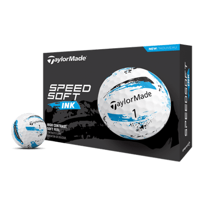 TaylorMade 2025 SpeedSoft Ink Golf Balls #1-#4 12-Ball Pack White/Blue