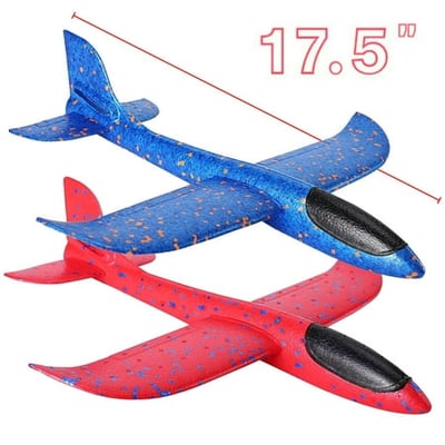 GLUAAE Glider Plane Toys, 17.5" Large Throwing Foam Airplane, Dual Flight Mode Flying Toy, The Best Outdoor Sport Toy Gifts for Kids 2PACK