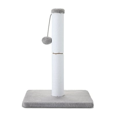 One Source International LLC Vibrant Life Cotton Rope Cat Scratching Post with Dangling Ball White and Gray 17 x 12