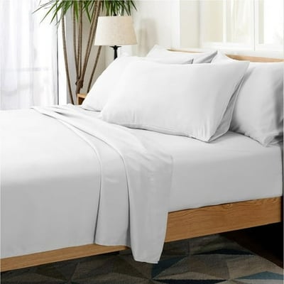 Luxury Home Hotel Collection Rayon derived from Bamboo Bed Sheet Set - 6 Piece California King White