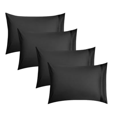 Unique Bargains Luxury Pillowcase Set Of 4 - Super Soft Hotel Quality - Black Standard