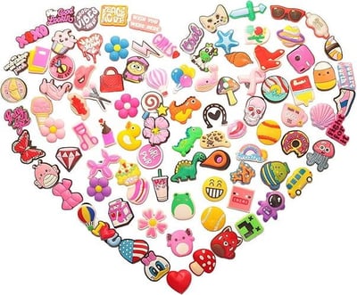 100PCs Random Shoe Charms for Croc, Non-Reapeat Decorations for Croc Clog, Suitable for Kids, Boys, Girls, Men, Women