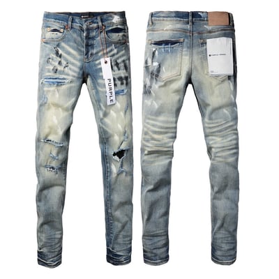 2025 Purple Jeans brand Jeans Men's Jeans Casual Comfort Holes Fashionable Straight Skinny Slim Fit Jeans, Ripped Stretch Jeans Denim Pants 9037 SIZE 28-40