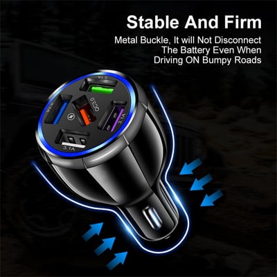 5 Pcs Super Fast Car Charger USB Fast Charge AINOPE Android Car Charger Adapter 45W All Metal Lighter USB Charger Quick Charge for iPhone 16/15/14/13/12/11pro/x/8/Samsung S24/S23/S22/S22+/Ultra/S21