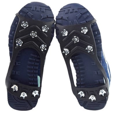 8-Tooth Ice Cleats | Non-Slip Snow Shoe Covers with Steel Spikes | Tpe Material | Lightweight Foldable Traction for Hiking, Running & Snow Shoveling | Medium & Large Sizes