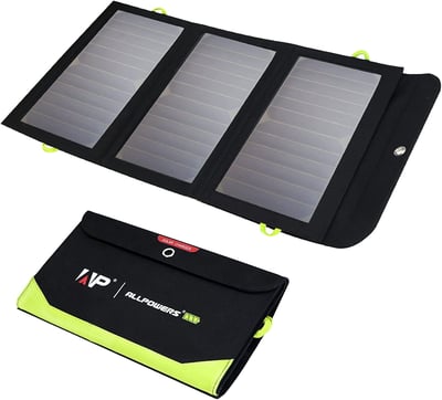 ALLPOWERS 21W Foldable Solar Panel with 10000mAh Power Bank, 3 USB Ports Portable Solar Charger for Camping Hiking