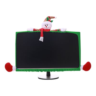 AnuirheiH Christmas Computer Monitor Cover,Elastic Xmas Decorations Snowman Computer Monitor Border Cover,Elastic Laptop Computer Cover for Xmas Home Office Decor and New Year Gift Ideas