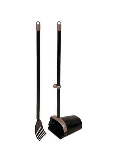 ARM & HAMMER Pooper Scooper Swivel Bin and Rake Dog Poop Scooper with 2 Odor Eliminating Bags, Black