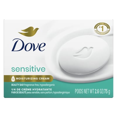 Dove Fragrance-Free Beauty Bar Soap for Sensitive Skin, 2.6 oz