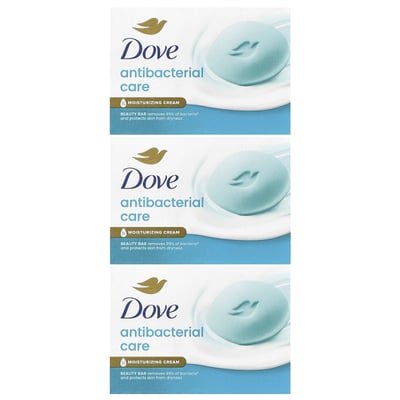 Dove Antibacterial Care Beauty Bar Soap - 3 Bars, 3.17 oz Each