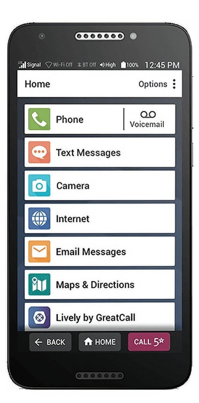 GreatCall Jitterbug Smart2 No-Contract Easy-to-Use 5.5" Smartphone for Seniors