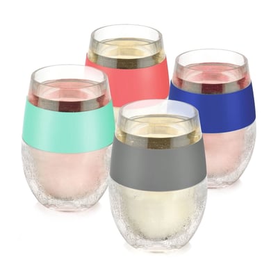 Host Freeze Wine Glasses, Cooling Cups, 8.5 oz, Set of 4, Assorted Colors