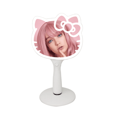 Hello Kitty LED Handheld Makeup Mirror with Stand - White