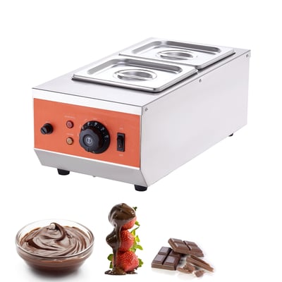 KFFKFF Chocolate Tempering Machine, 9 Lbs Dual-Tank Melting Pot with Adjustable Temperature 86~185℉, 800W Stainless Steel Electric Food Warmer for Melting and Heating Chocolate, Milk, and Cream