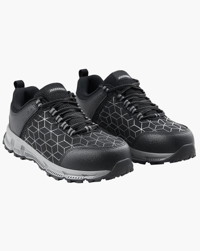 KFFKFF Men's Steel Toe Footwear, Wide Fit US 11, Cushioned Athletic Safety Shoe, Durable Work Sneakers, Lightweight and Airy for Industrial Construction, Black