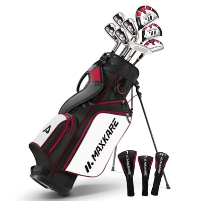 MaxKare Women's Golf Club Set 8-Piece, Includes Driver, Stand Bag, 3 Head Covers, Right Hand, Red