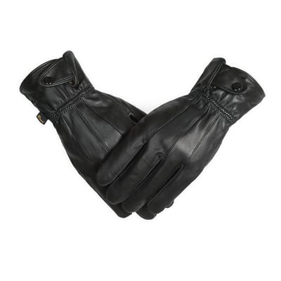 Men's Genuine Leather Warm Lined Driving Gloves (L, BLACK)