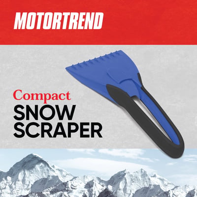 Motor Trend Compact Ice Scraper Winter Snow Brush with Ergonomic Rubber Grip for Car Windshields