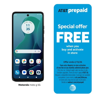 AT&T Motorola moto g 2025, 128GB, Forest Gray-Prepaid Smartphone [Locked to AT&T]