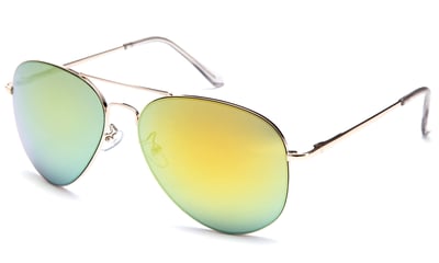 Newbee Fashion - Classic Aviator Sunglasses Flash Full Mirror lenses Slim Frame Super Light Weight for Men Women with Spring Hinge Clear Tip UV Protection