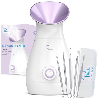 Nano Facial Steamer & 5-Piece Skin Care Kit - Purple