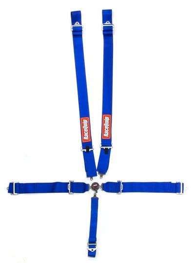 Racequip 741021RQP 5 Point Harness - Sportsman - Camlock - SFI 16.1 - Pull Down Adjust - Bolt-On/Wrap Around Blue