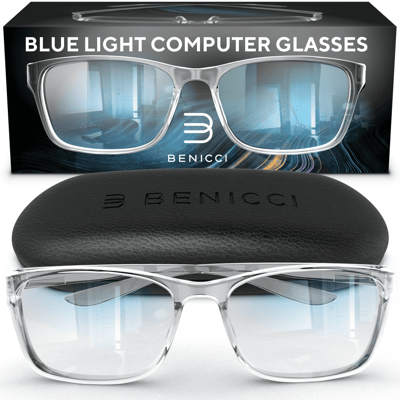 Stylish Blue Light Computer Blocking Glasses for Women and Men Ease Digital Eye Strain Dry Eyes Headaches and Blurry Vision Instantly Blocks Glare from Computers and Phone Screens Case Included