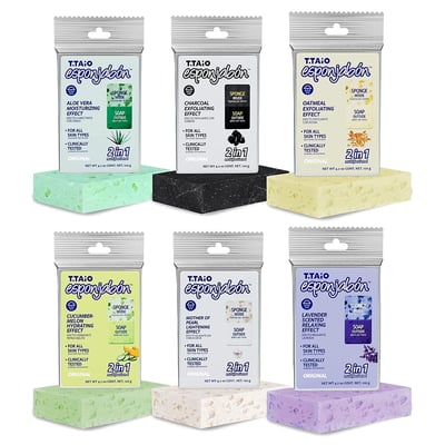 2-in-1 Exfoliating Soap Sponge Variety Pack – 6 Pieces