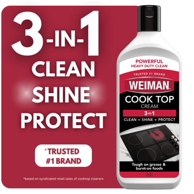 Weiman Cooktop Cleaner and Polish Cream for Glass, Ceramic and Induction Surfaces -15 oz, Unscented