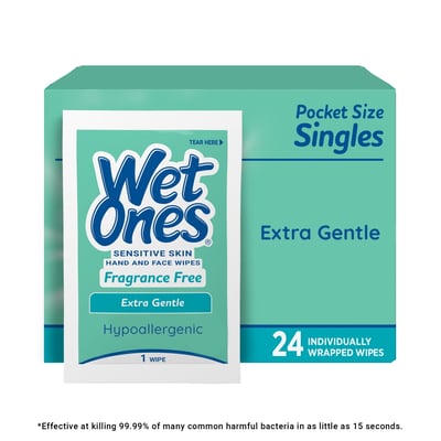 Fragrance-Free Wet Ones Sensitive Skin Hand Wipes - 24 Count