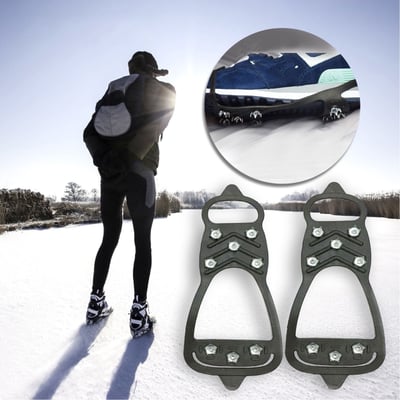 cuyhtdup Snow Traction Cleats for Shoes - 8-Stud Non-Slip Grip, Lightweight TPE & Steel Spikes, Easy On/Off, for Ice & Snow Walking, Hiking, Hunting, Fishing | Fits Men's 5-8, Women's 7-10 | Black