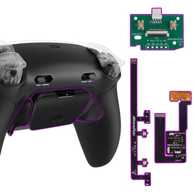 eXtremeRate RISE Plus MAX Back Paddles Kit with Clicky Trigger Stops & Rubberized Grip for PS5 Controller BDM-030 040 050, Remappable Back Buttons Kit for PS5 Controller - Black - NO Controller