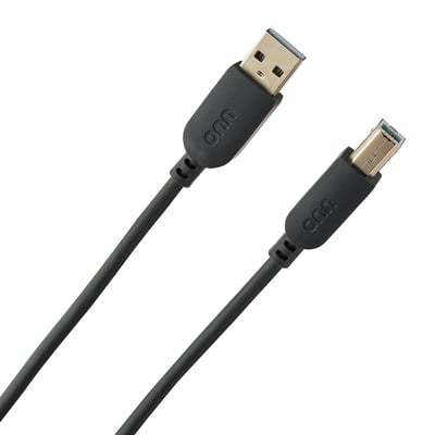 onn 10ft USB Printer Cable, USB to USB-B, Gray, 1 Piece per Pack