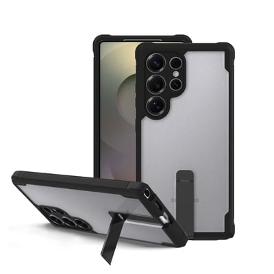 onn Dual-Layer Phone Case with Kickstand for Samsung Galaxy S25 Ultra - Black/Clear