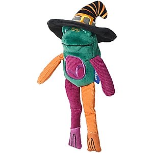 Frisco Halloween Frog in Witch Hat Plush Kicker Cat Toy with Catnip