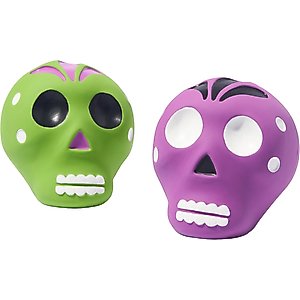 Frisco Halloween Sugar Skulls Latex Squeaky Dog Toy, Small/Medium, 2 count