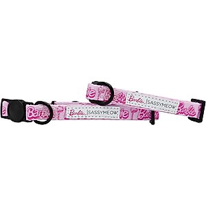Sassy Woof Barbie Malibu Cat Collar, Pink, Medium: 8 to 12-in neck, 2/5-in wide