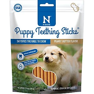 N-Bone Puppy Teething Sticks Peanut Butter Dental Chew Treats, 20 Count