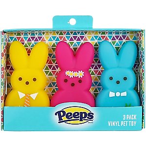 Peeps Dress-Up Bunny Vinyl Dog Toy Variety Pack, 3 count