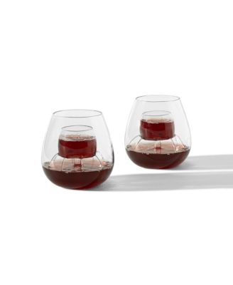Uncommon Goods Stemless Fountain Aerating Wine Glasses, Set of 2