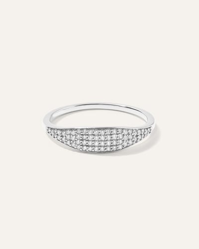 Pave Diamond Slim Signet Ring