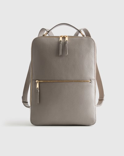 Quince | Women's Italian Leather Laptop Backpack in Mink