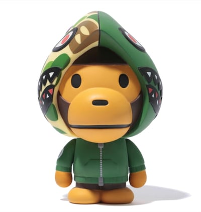BAPE Baby Milo Shark Hoodie Vinyl Toy in Green