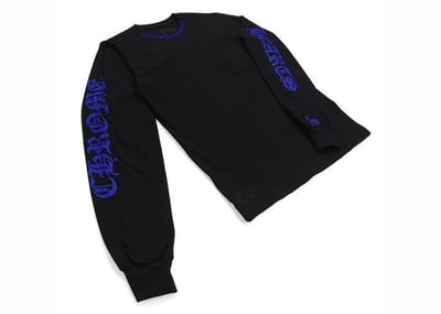Men's Chrome Hearts 1988 Neck Logo Long Sleeve T-Shirt in Black/Blue