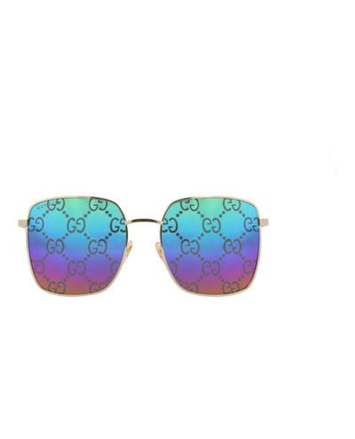 Women's Gucci SquareFrame Metal Sunglasses