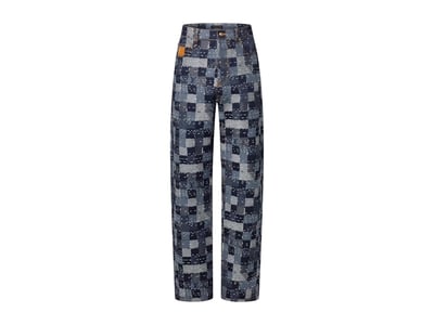 Men's Louis Vuitton x Nigo Damier Denim Skate Pants in Indigo