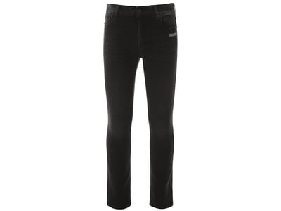 Off-White Men's Off OFF Skinny Fit Denim Jeansin Black/White
